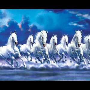 SNDArt Vastu 7 Running Horses Painting For Living Room ...