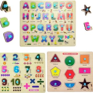 Kidzoy Wooden Learning Educational Board Set of 3 Alpha...