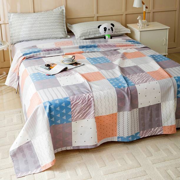 Story@home 180 TC Microfiber Double Printed Flat Bedshe...