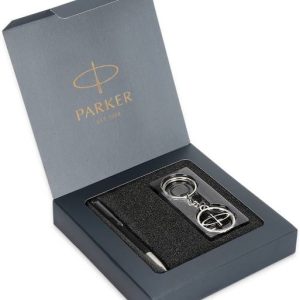 PARKER Vector Standard Chrome Trim Ball Pen With Keycha...