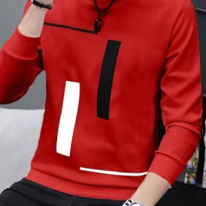 JUGULAR Men Printed Round Neck Pure Cotton Red T-Shirt