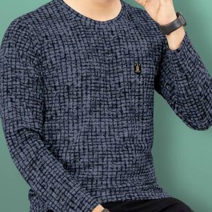 VeBNoR Men Printed Round Neck Polycotton Grey T-Shirt
