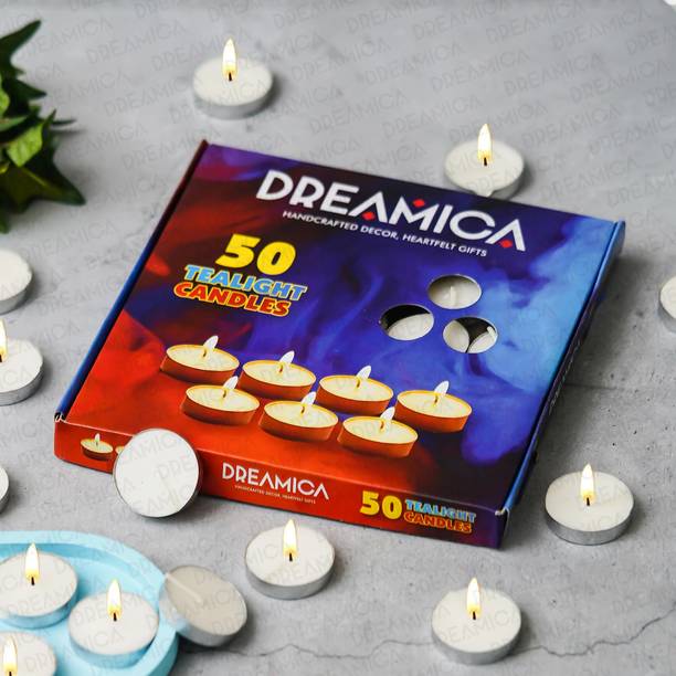 CW Dreamica Pack Of 50 , Long-Burning White Tealight Ca...