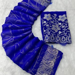 KANDORA Embroidered Daily Wear Georgette Saree
