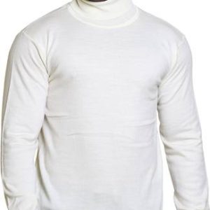 CAVARDI Men Solid High Neck White Sweater