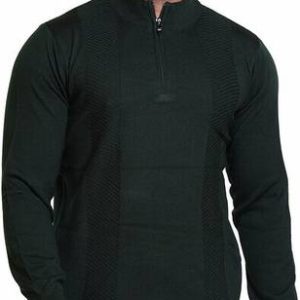 CAVARDI Men Solid Round Neck Green Sweater