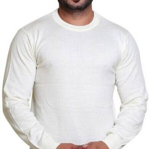 CAVARDI Men Solid Round Neck White Sweater