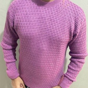 FASHLOOK Men Solid Round Neck Purple Sweater