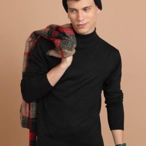 HIGHLANDER Men Solid Turtle Neck Black Sweater