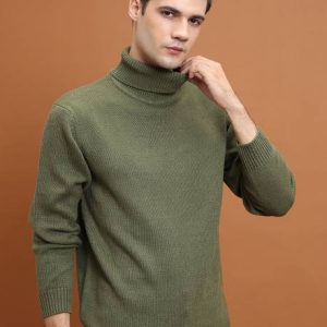 HIGHLANDER Men Solid Turtle Neck Green Sweater