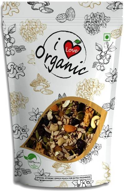 I love organic Premium Imported Trail Mix | 12 varieties of Nuts, Seeds & Berries | Immunity Booster | Healthy & Natural (250 g) Assorted Seeds & Nuts