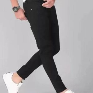 Kaz Men Tapered Fit Mid Rise Black Jeans
