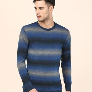 METRONAUT Men Self Design Round Neck Multicolor Sweater