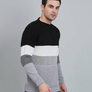 MORKEL Men Colorblock Round Neck Multicolor Sweater