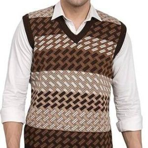 MUSKAN KNITWEAR Men Checkered V Neck Multicolor Sweater