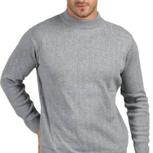NICO WESLEY Men Solid Round Neck Grey Sweater