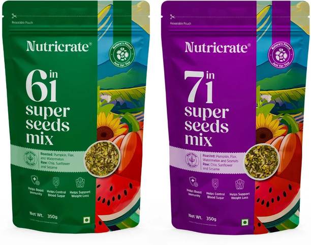 Nutricrate 7 in 1 & 6 in 1 Super Seeds Mix | Seeds for Eating | Healthy Diet Snack Mixed Seeds