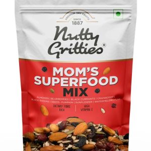 Nutty Gritties Mom's Superfood Trail Mix - Roasted Almonds, Pumpkin, Sunflower, Watermelon, Flax Seeds, Black Raisins, Black Currant, Cranberries and Blueberries