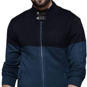 Roadster Men Geometric Print Blue Sweater