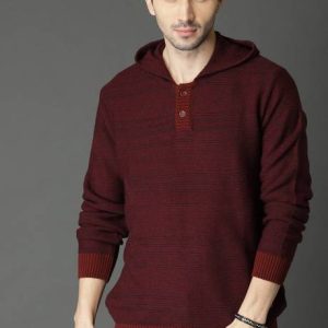 Roadster Men Solid Maroon Sweater