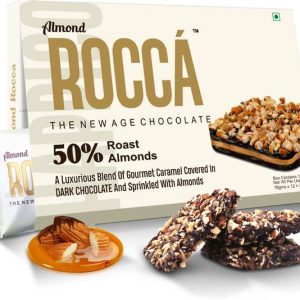 Rocca 216 Gram Gourmet Caramel Covered in Dark Chocolate with Roasted Almond Brittles