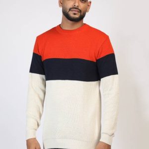 Sijans Men Colorblock Round Neck Multicolor Sweater