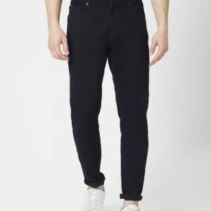Spykar Men Slim Mid Rise Black Jeans