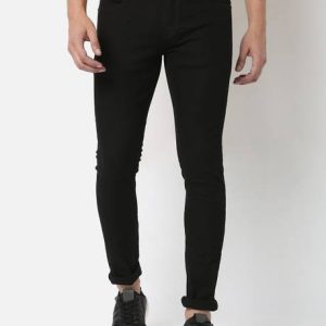Spykar Men Super Skinny Mid Rise Black Jeans