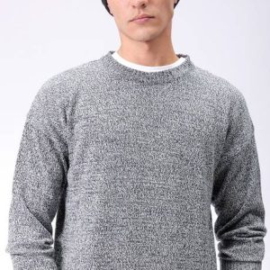 The Indian Garage Co. Men Solid Crew Neck Black Sweater