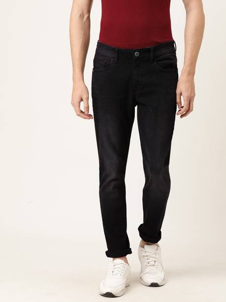 The Indian Garage Co. Men Super Skinny Mid Rise Black Jeans