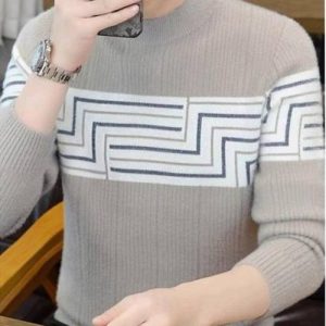 Ucollection Men Self Design Round Neck Multicolor Sweater
