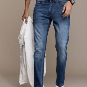 WROGN Men Slim Mid Rise Dark Blue Jeans
