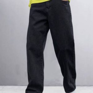 Wanted Men Loose Fit Mid Rise Black Jeans