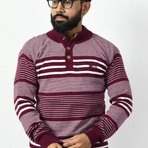 WoolCraft Men Colorblock Turtle Neck Purple Sweater