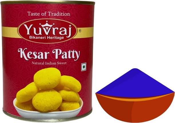 Yuvraj Food Product sweets gift box kesar bati 1 kg & 1 colours gulal pack Combo