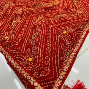 georgette Printed Bandhani Georgette Saree