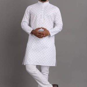 SOPANI Men Solid Cotton Blend Straight Kurta