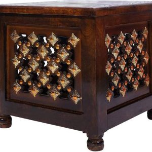 Thehomevista Antique Wooden Brass Cutting Storage Stool...