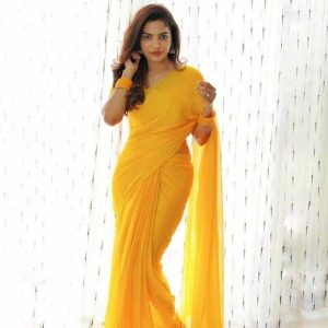 Anand Sarees Solid/Plain Bollywood Georgette Saree