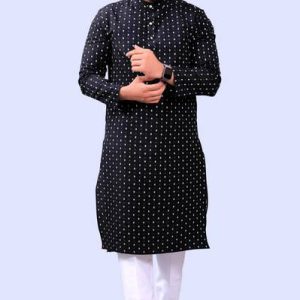 Tibra Collection Men Woven Design Cotton Blend Straight Kurta