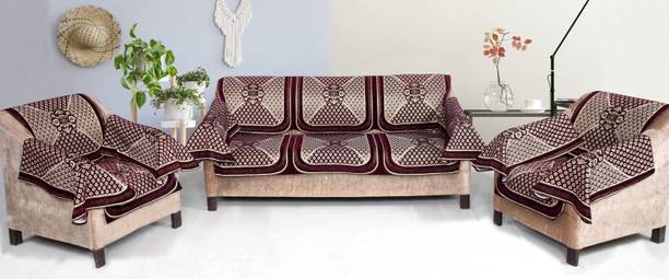 Nendle Velvet Abstract 3+1+1 Seater Sofa Cover