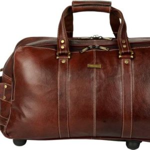 BRAND LEATHER 40 Strolley Duffel Bag - BL507 - Brown - Regular Capaci...
