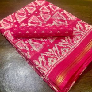 Gugaliya Geometric Print Jamdani Art Silk, Cotton Blend Saree