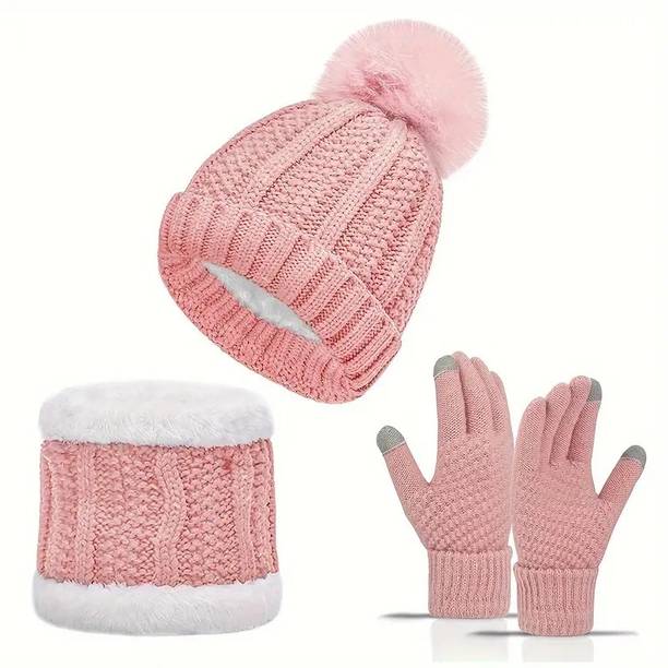 REFFER women's winter woolen caps neck warmer and touchscreen ...