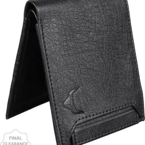 USL Men Black Genuine Leather Wallet - Regular Size
