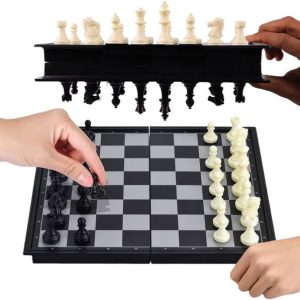 SARASI Magnetic Chess Game, 1 Board, 16 Black & 16 Whit...