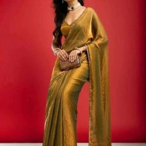 Vraggi Solid/Plain Bollywood Chiffon, Pure Silk Saree