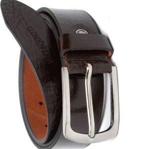MUTAQINOTI Men Formal Brown Genuine Leather Belt