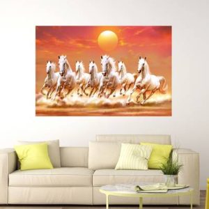 Masstone Vastu Seven Running Horses Sparkle Coated Self...