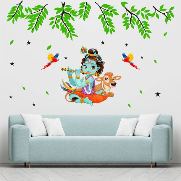 STICKERAURA 60 cm Full Size Lord Krishna Ji Wall Sticke...